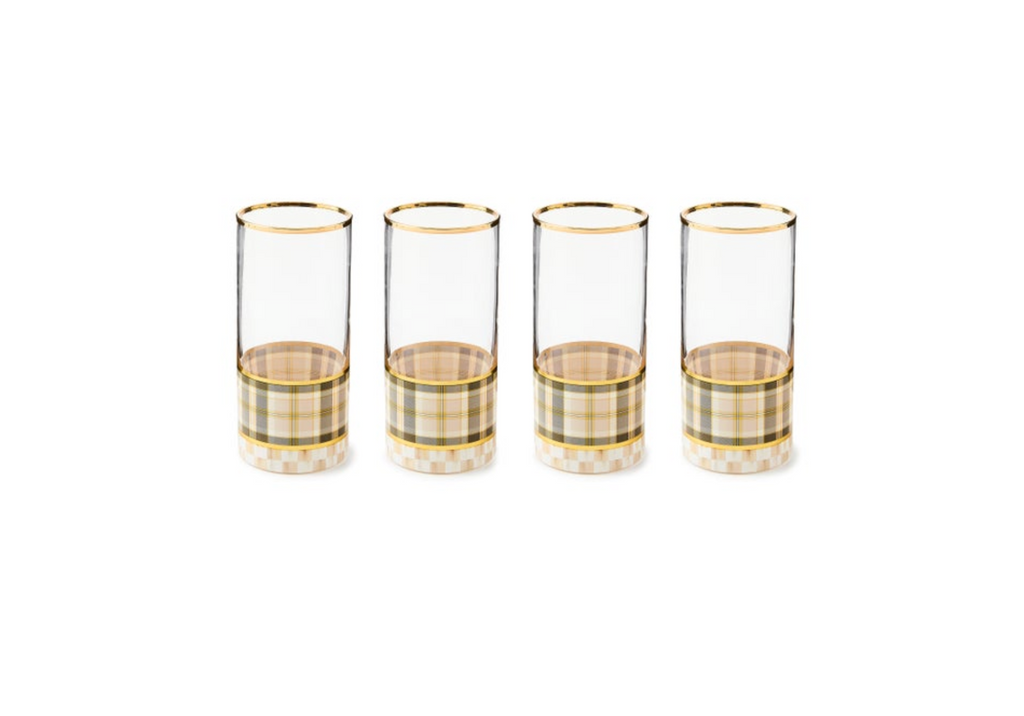 Tartan Mocha Highball Glass, Set of 4