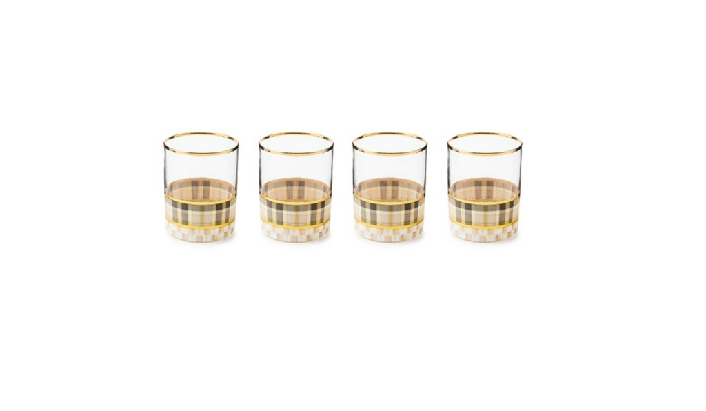 Tartan Mocha Tumbler Glass, Set of 4