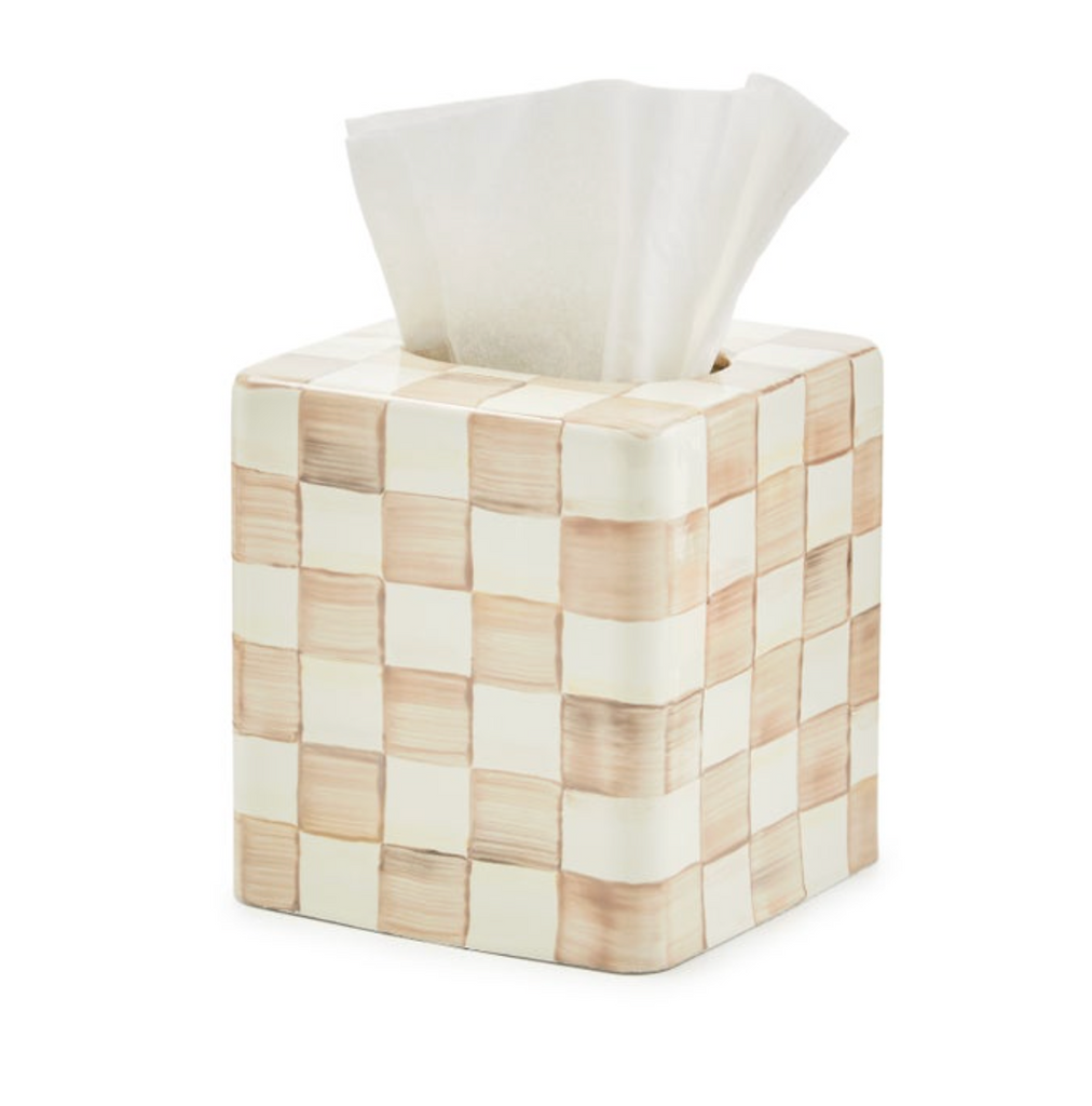 Mocha Check Boutique Tissue Box Cover