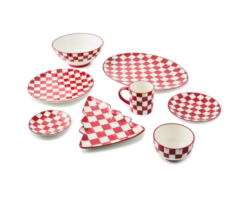 Cherry Check Appetizer Plates, Set of 4