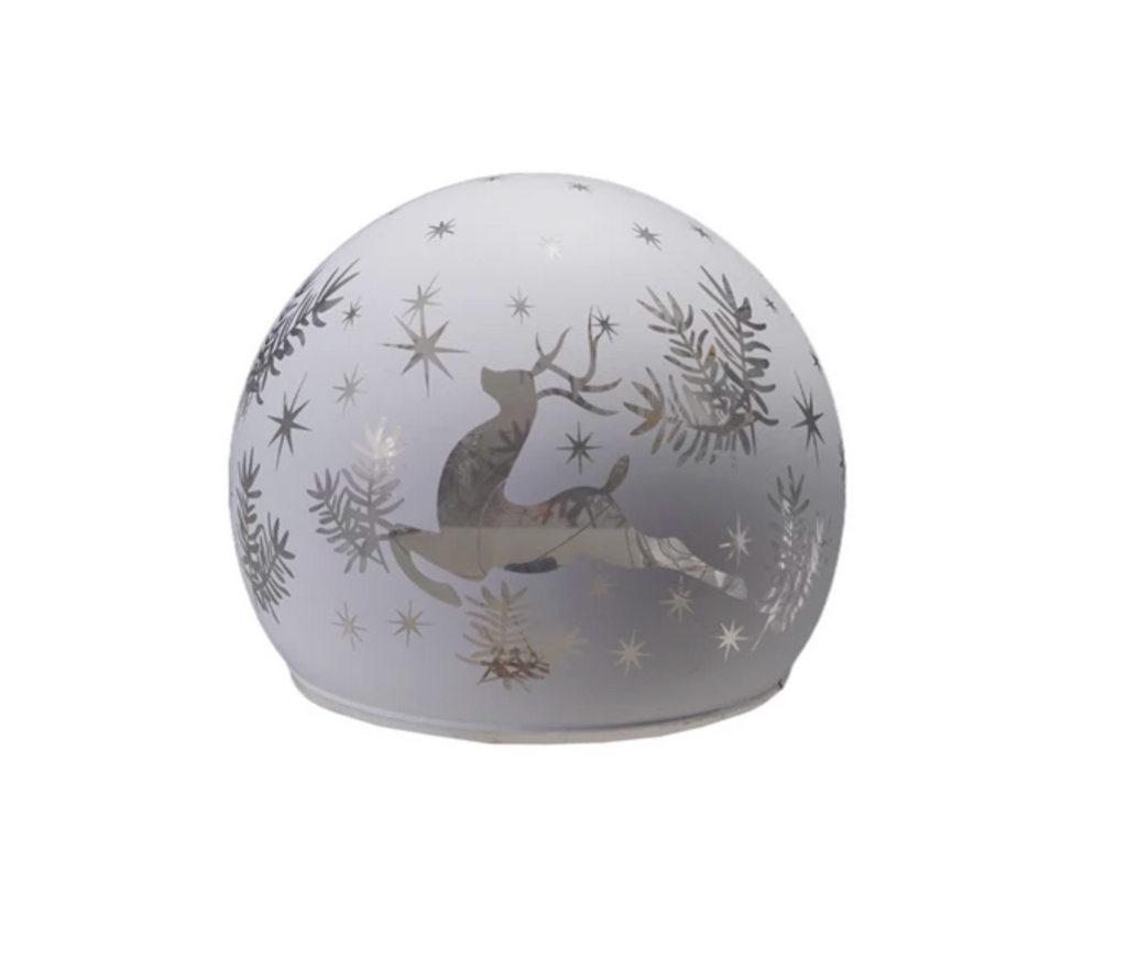 Glass Ball with LED Light & Laser Etched Reindeer