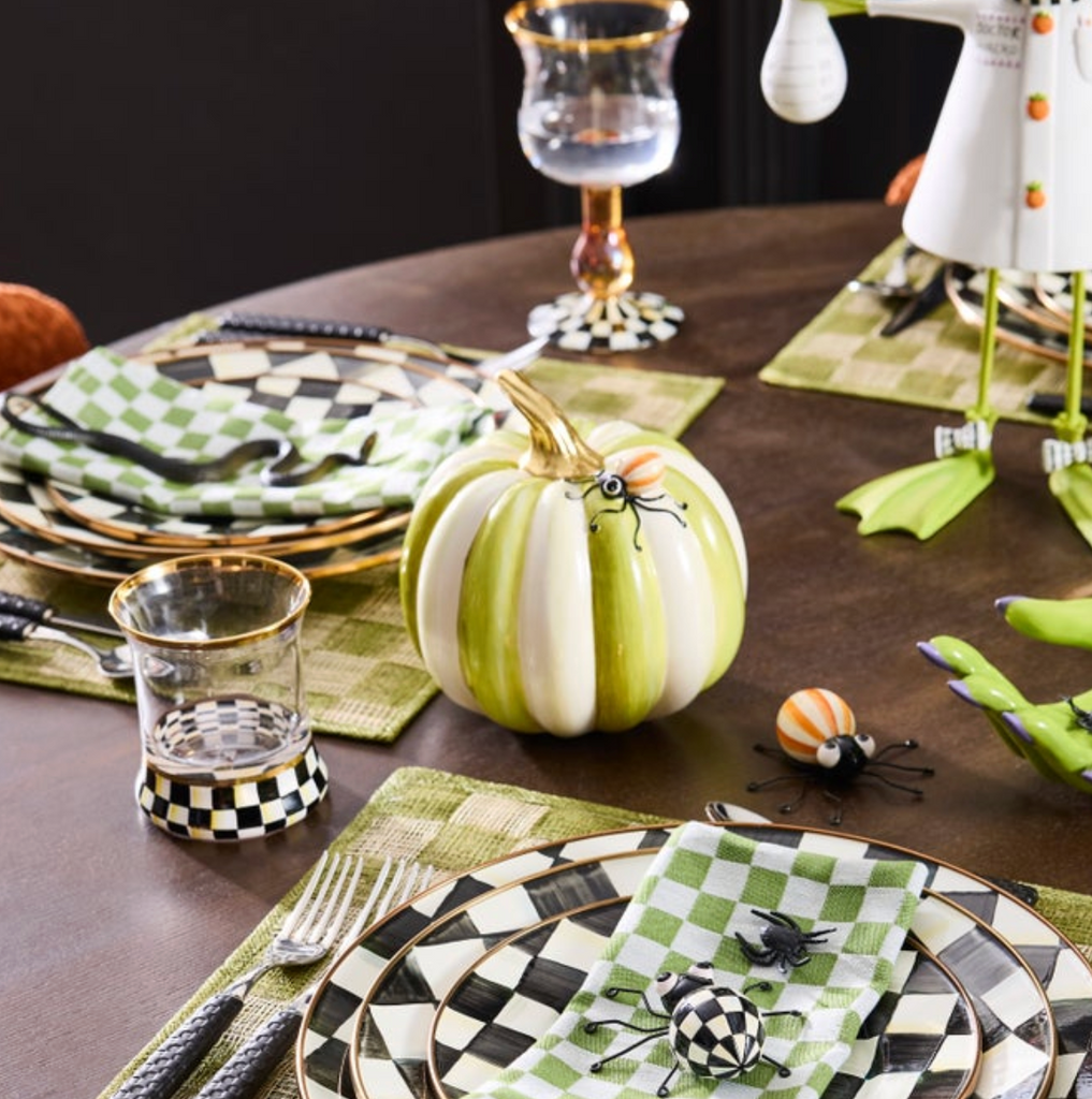 Fergals friend spider on mini moss stripe pumpkin