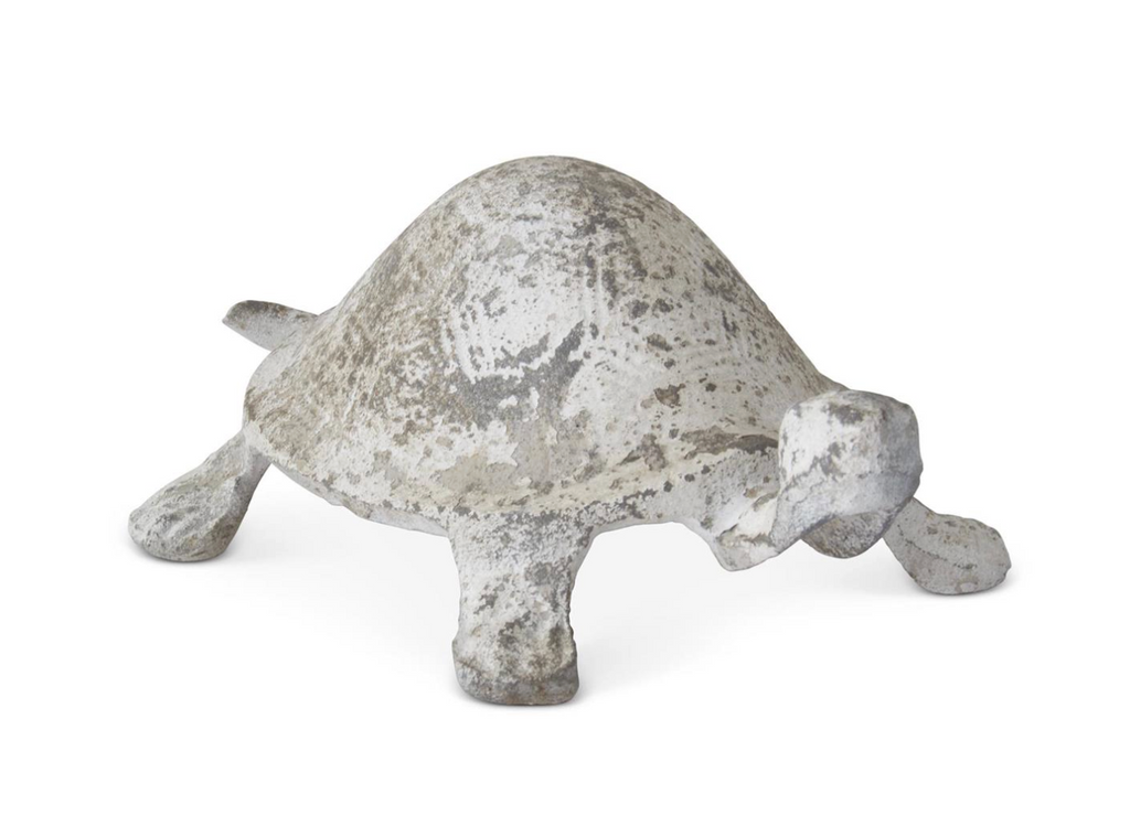 8.5 Inch Weathered White Metal Turtle