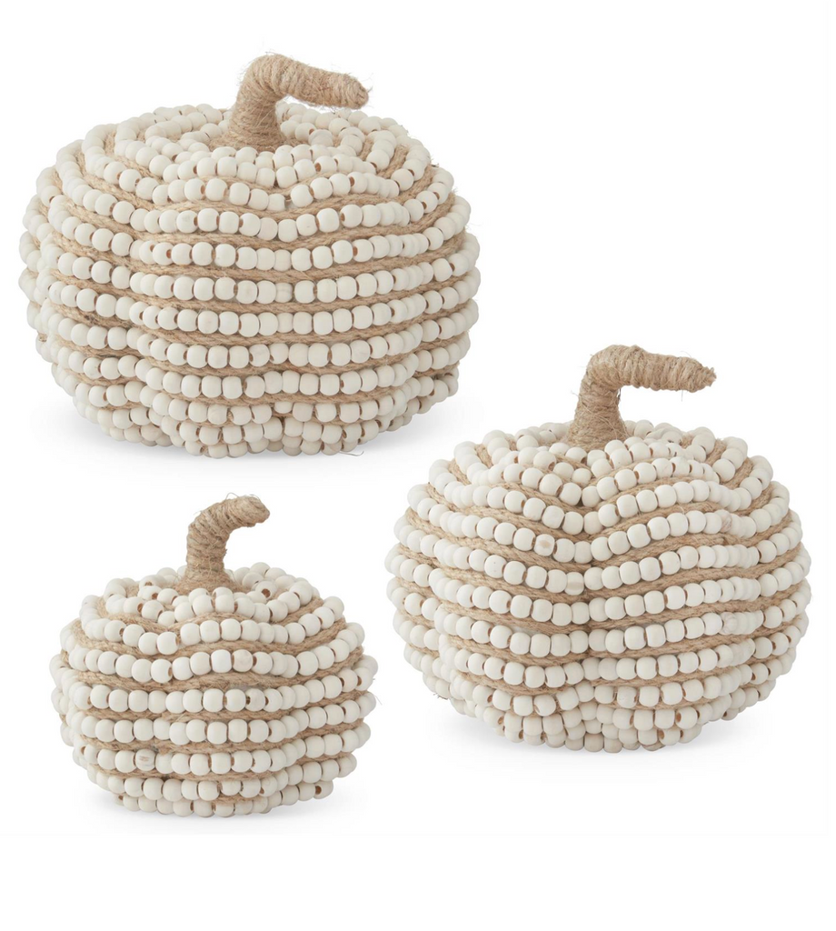 Cream Bead & Jute Striped Pumpkins