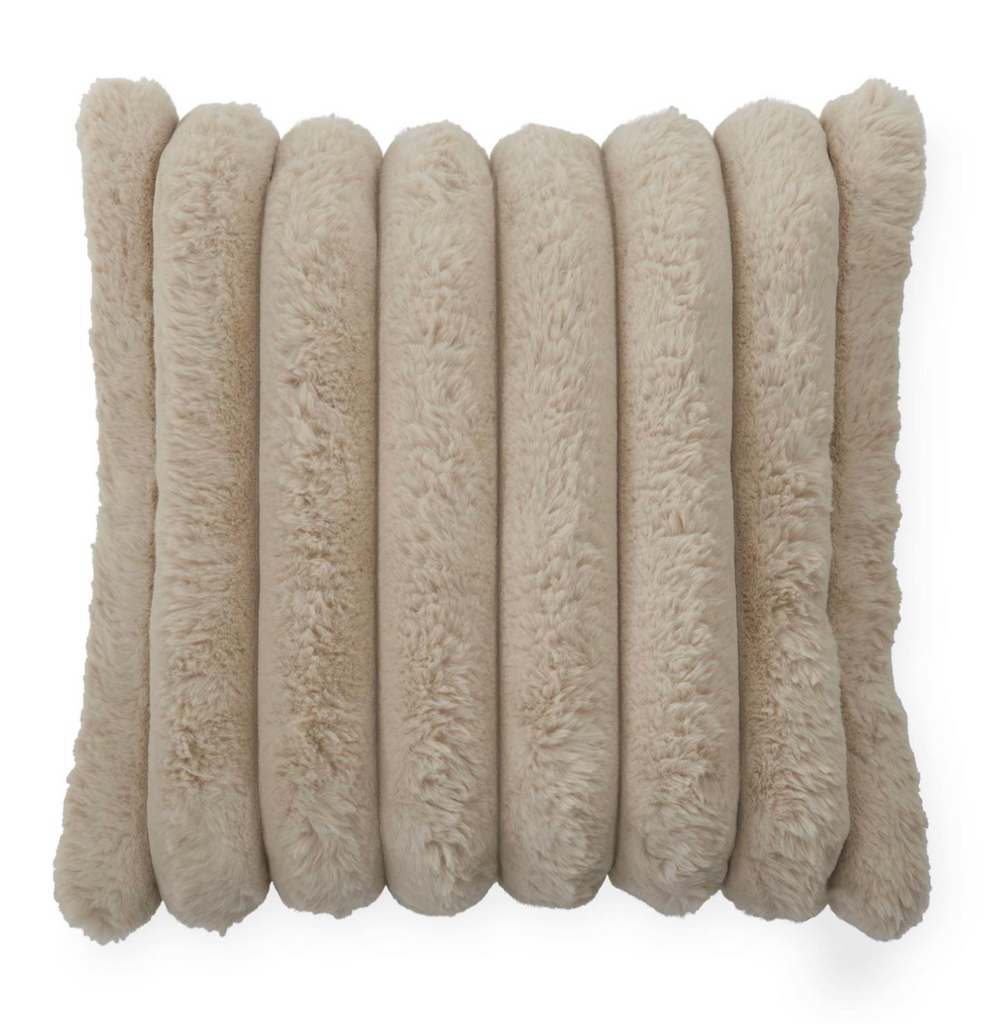 18 Inch Tan Vegan Fur Pillow