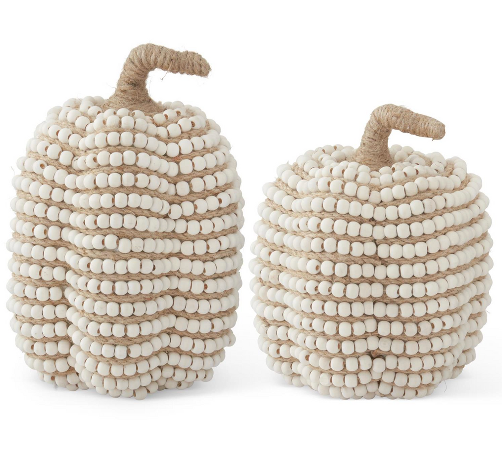 Cream Bead & Jute Striped Pumpkins