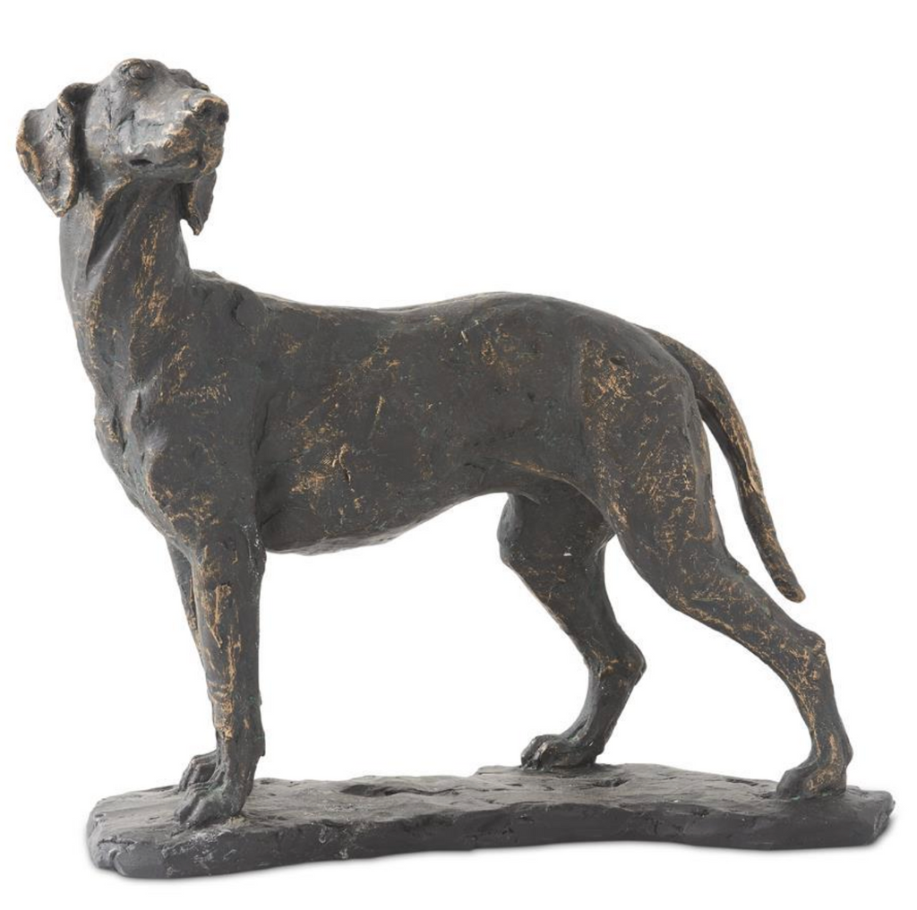 11 Inch Resin Patina Standing Dog on Black Base