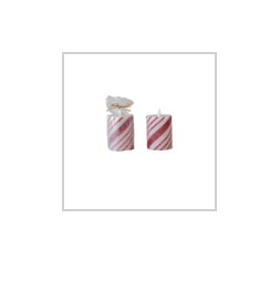 Flameless LED Pillar Candle with Candy Cane Stripes & 6 Hour Timer