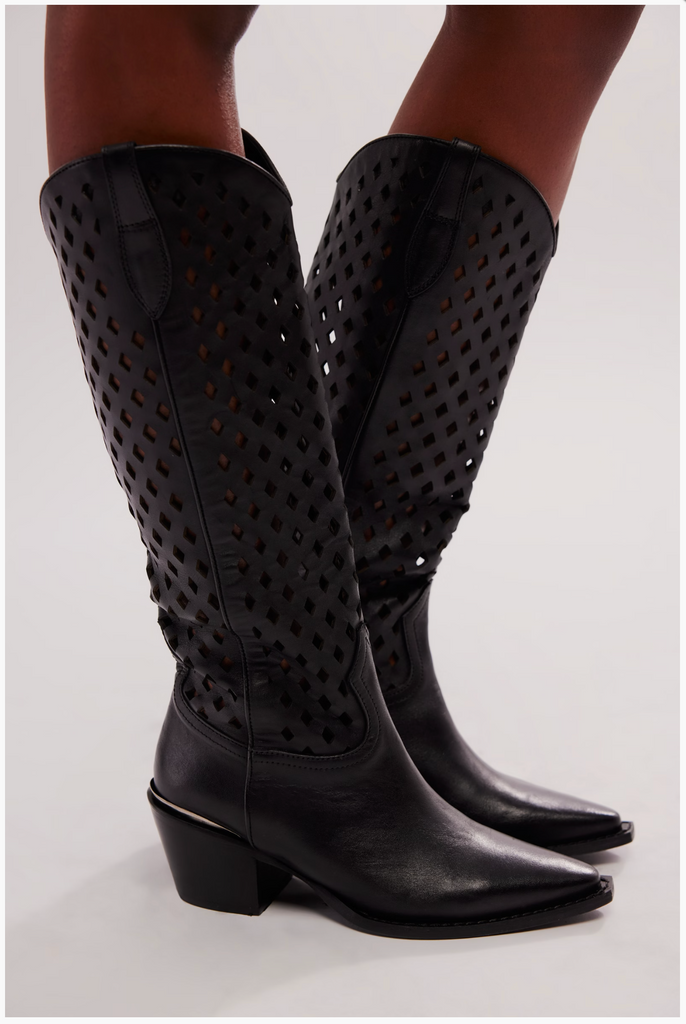 FREE PEOPLE BOOTS DIAMONDS ARE FOREVER COWB / BLACK