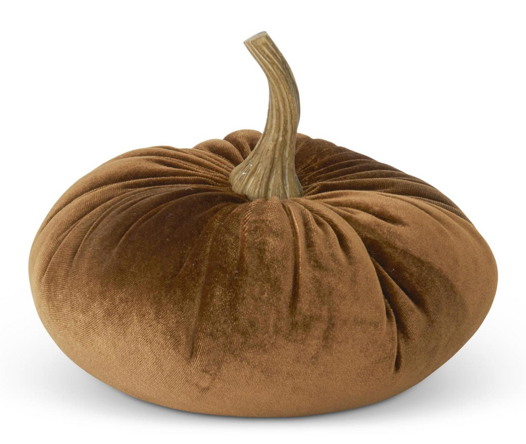 6.25 Inch Brown Velvet Stuffed Pumpkin