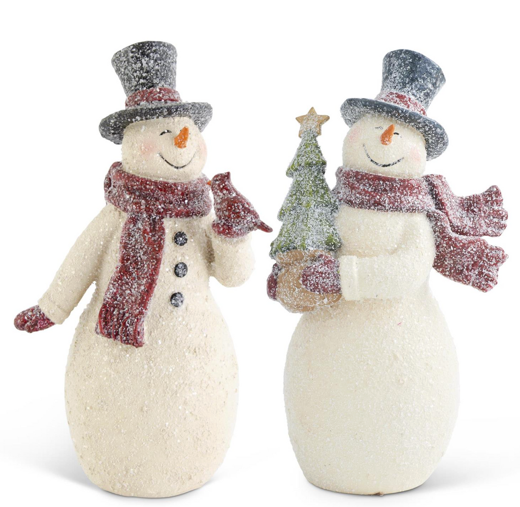 Assorted 8.5 Inch Glittered Resin Vintage Snowman