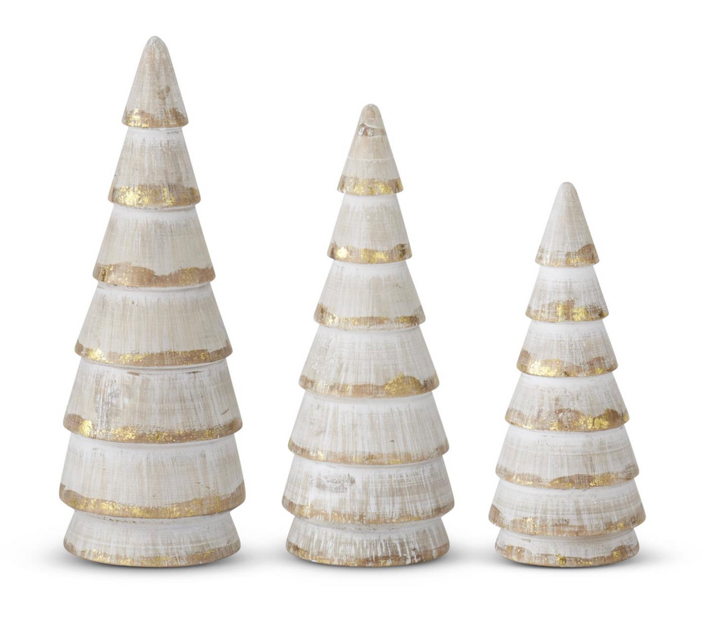 Whitewashed Gold Gilded Wood Trees