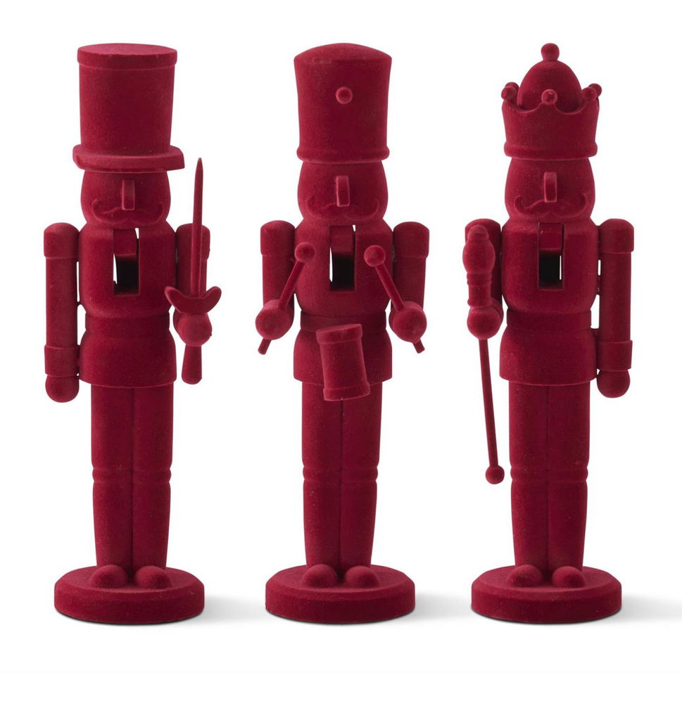 Wood Burgundy Velvet Nutcrackers