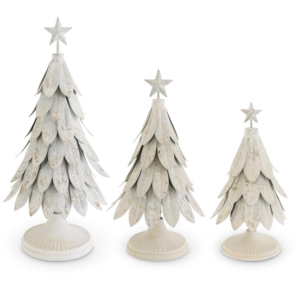 Weathered Cream and Gold Metal Trees