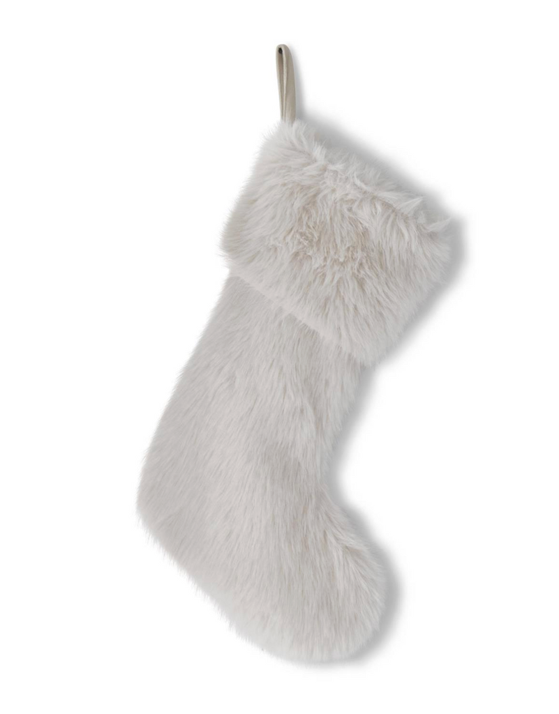 22 Inch White Vegan Fur Stocking