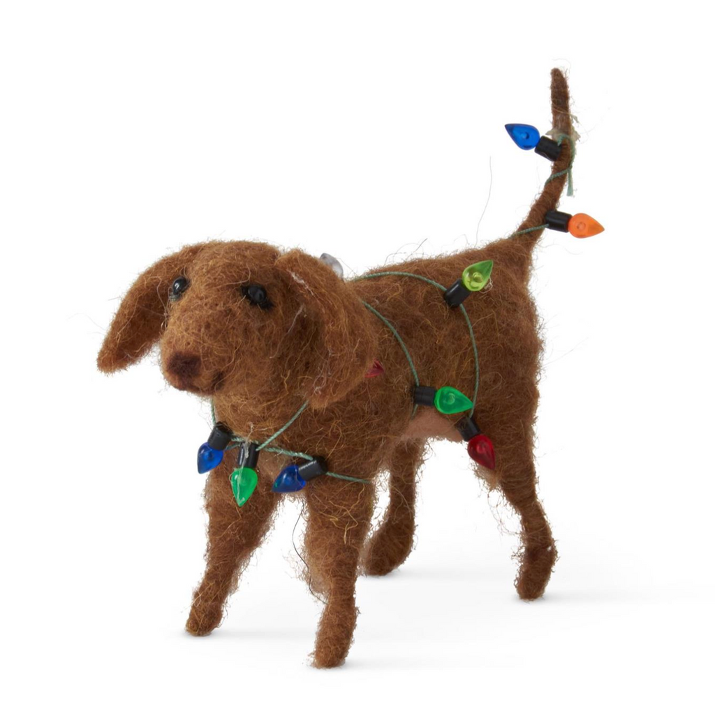 6 Inch Wool Dog w/Lights