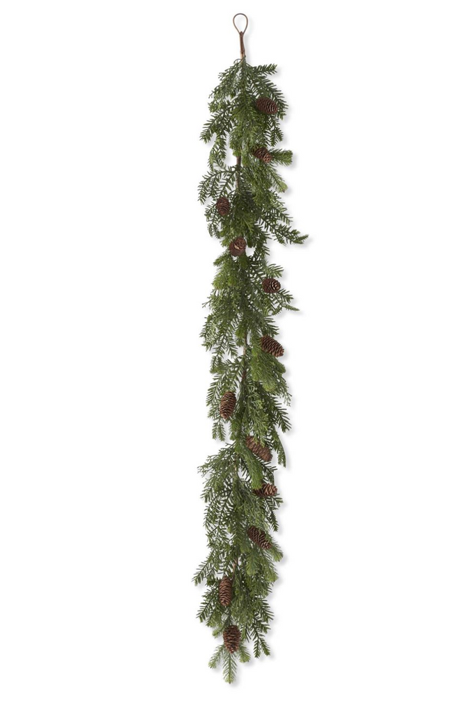 60 Inch Mixed Pine Real Touch Garland w/Pinecones