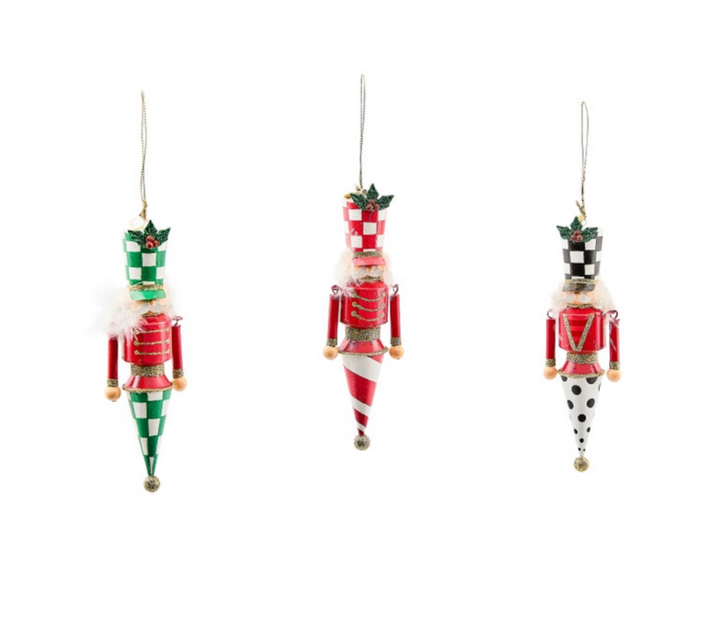 Check It Out Tin Nutcracker Ornaments, Set of 3