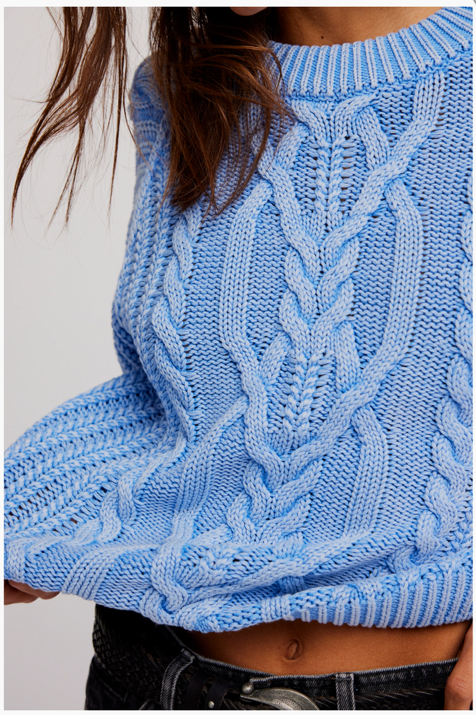 FRANKIE CABLE SWEATER / DELLA ROBBIA BLUE