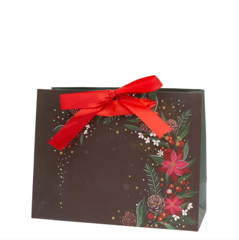 Black Christmas Floral Medium Bag