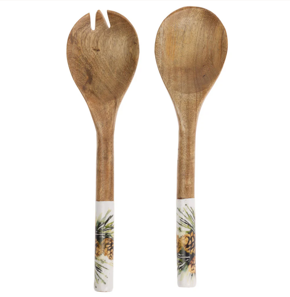 White Spruce Salad Servers Mango Wood