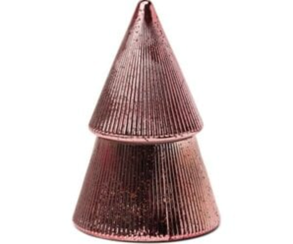 PINK RIBBED MERCURY STACKED TREE CANDLE - PINK PEP