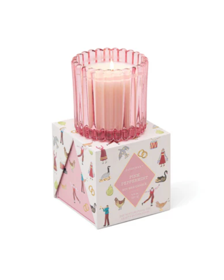 PINK TINTED GLASS IN HOLIDAY MERRY BOX - PINK Peppermint