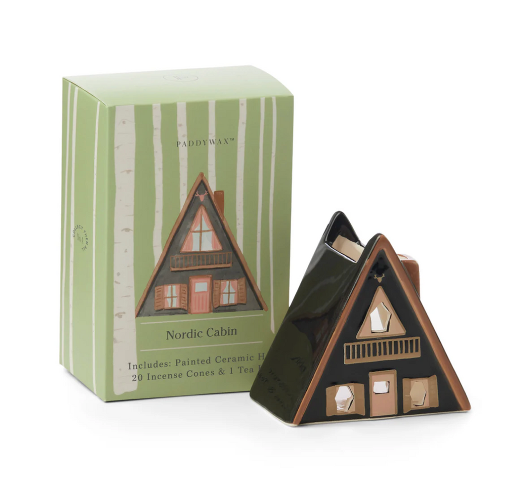 CERAMIC INCENSE & TEA LIGHT HOLDER NORDIC CABIN
