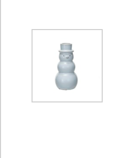 Stoneware Snowman Shaped Taper Holder, Reactive Glaze, White (Each One Will Vary)