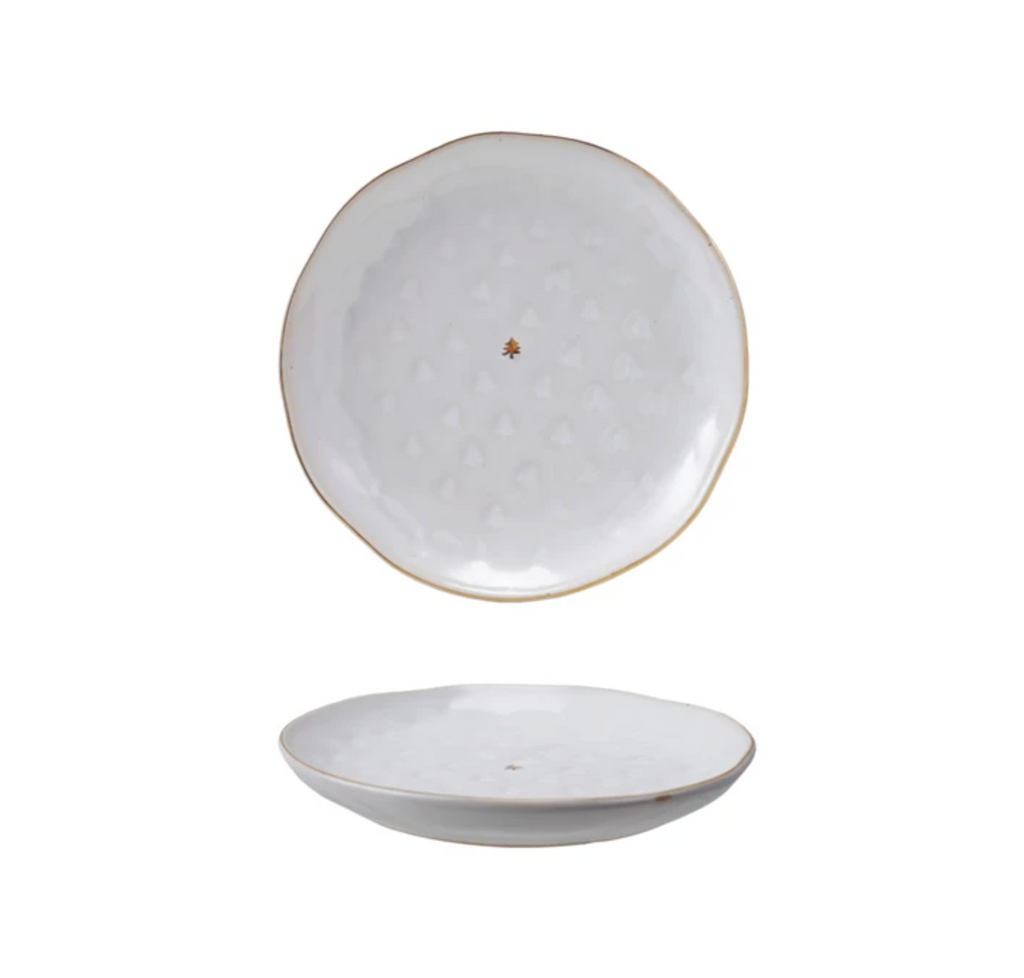 Debossed Stoneware Plate & Gold Electroplating (Each Will Vary)