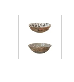 Enameled Mango Wood Bowls with Holiday Patterns