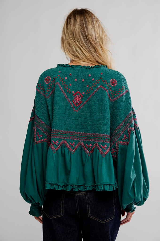HOLLY KNIT TOP / GREEN COMBO