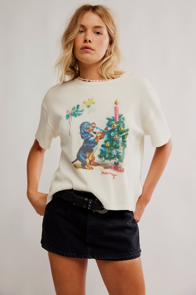 MERRY MEOWY TEE / IVORY COMBO