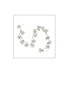 Handmade Wool Felt Snowflake Garland with Gold Finish Metal Bells