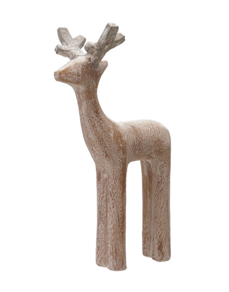 Resin Deer, Whitewashed Wood Finish