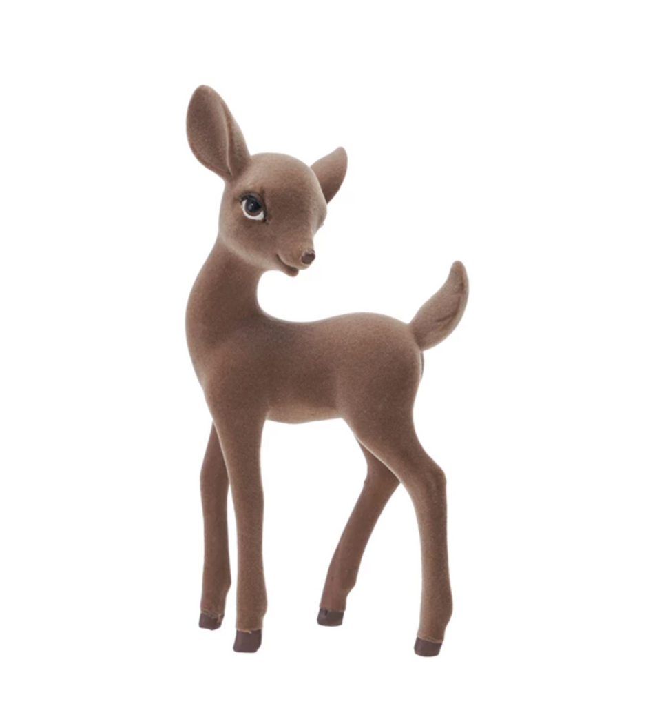 Flocked Resin Standing Fawn, Brown