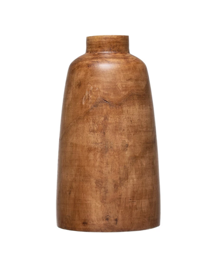 Paulownia Wood Vase, Walnut Stained Finish