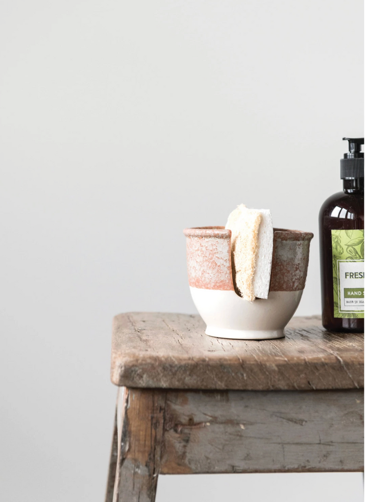 Stoneware Sponge Holder with Glaze, 2 Colors