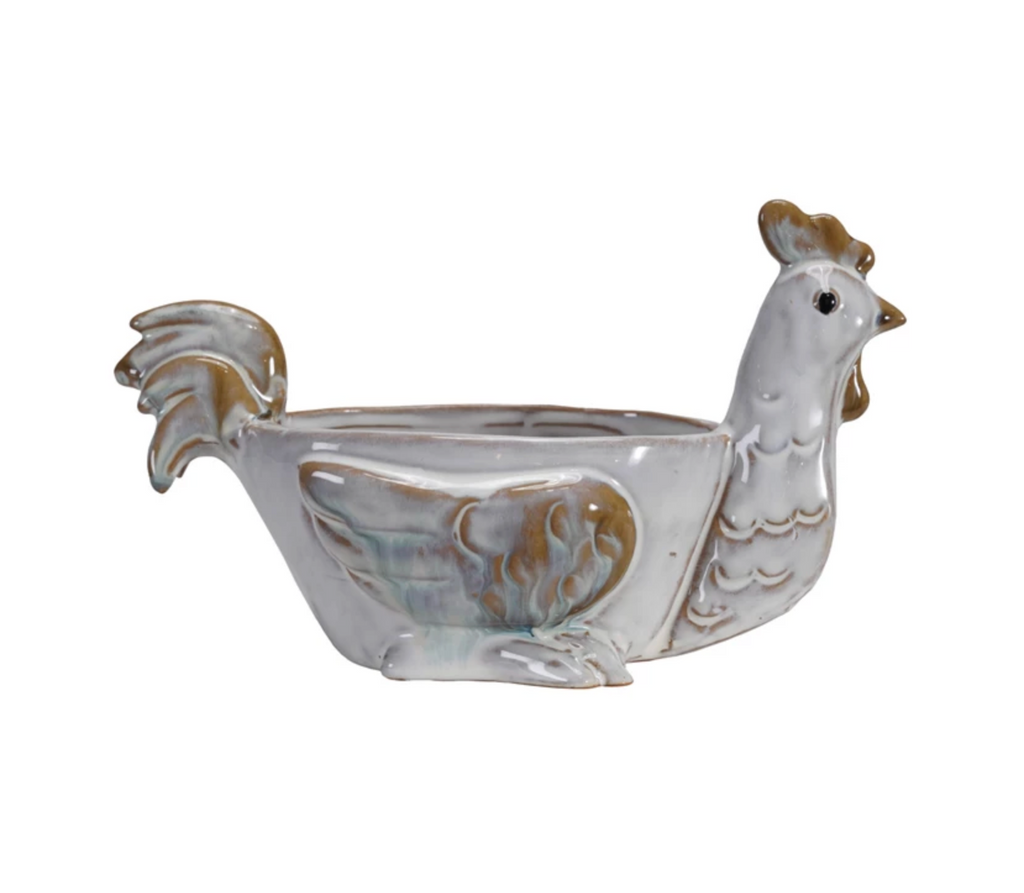 Stoneware Chicken Shaped Sponge Holder/Soap Dish (Each Varies)