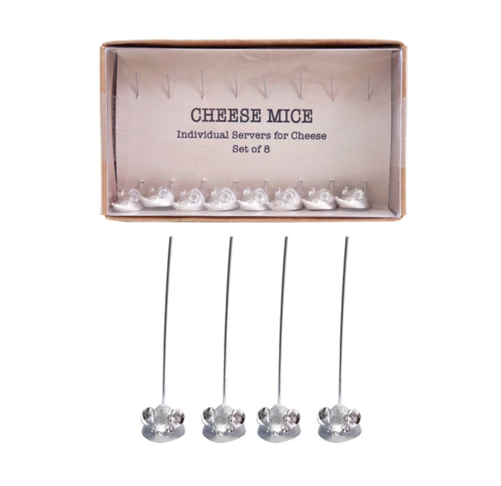 Vintage Reproduction Cheese Picks with Mouse, Boxed Set of 8