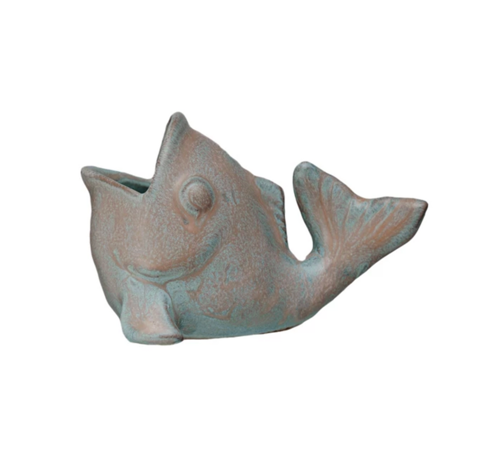 Stoneware Fish Shaped Toothpick Holder (Each One Will Vary)