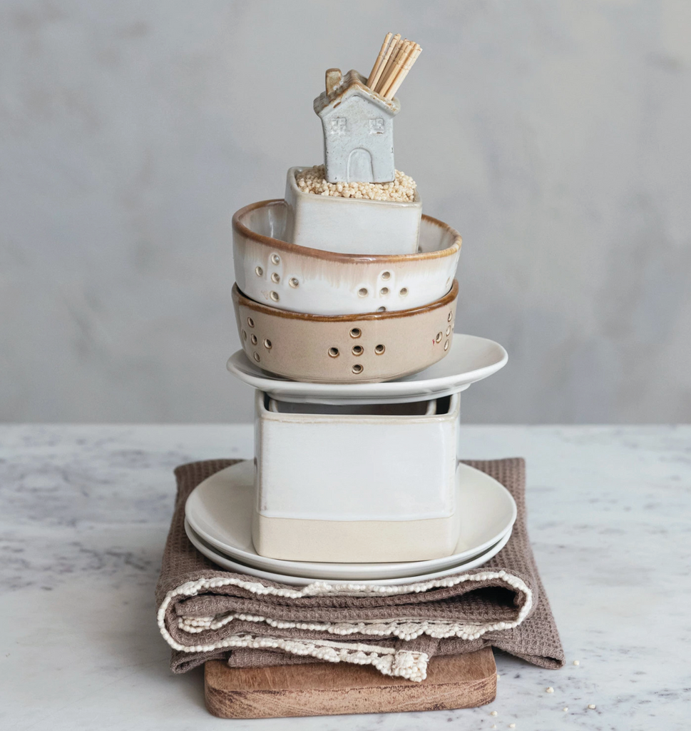 Stoneware House Shaped Toothpick Holder (Each One Will Vary)