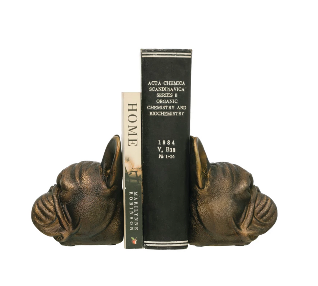 Dog Head Bookends with Antique Finish