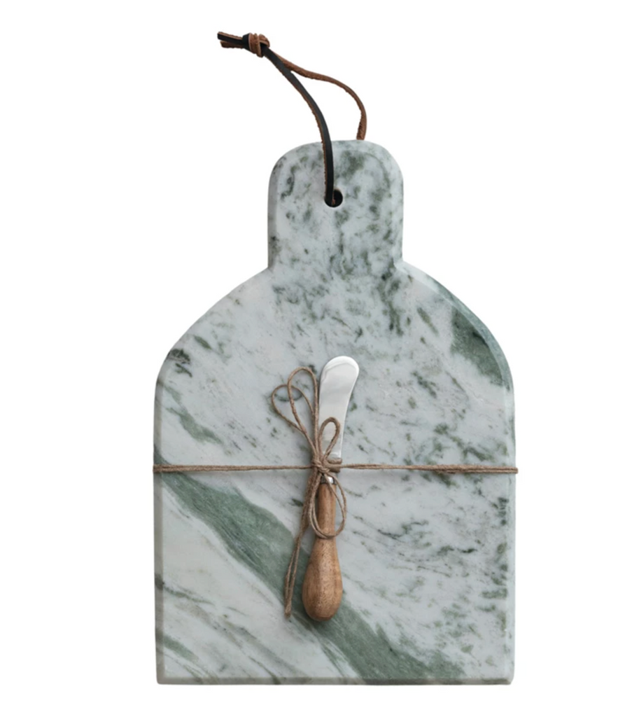 Marble Cheese/Cutting Board w/ Canape Knife, Set of 2 (Each One Will Vary)