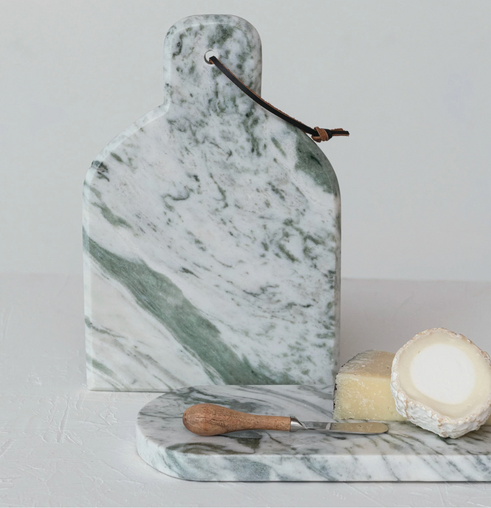 Marble Cheese/Cutting Board w/ Canape Knife, Set of 2 (Each One Will Vary)