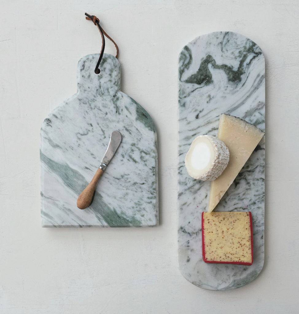 Marble Cheese/Cutting Board w/ Canape Knife, Set of 2 (Each One Will Vary)