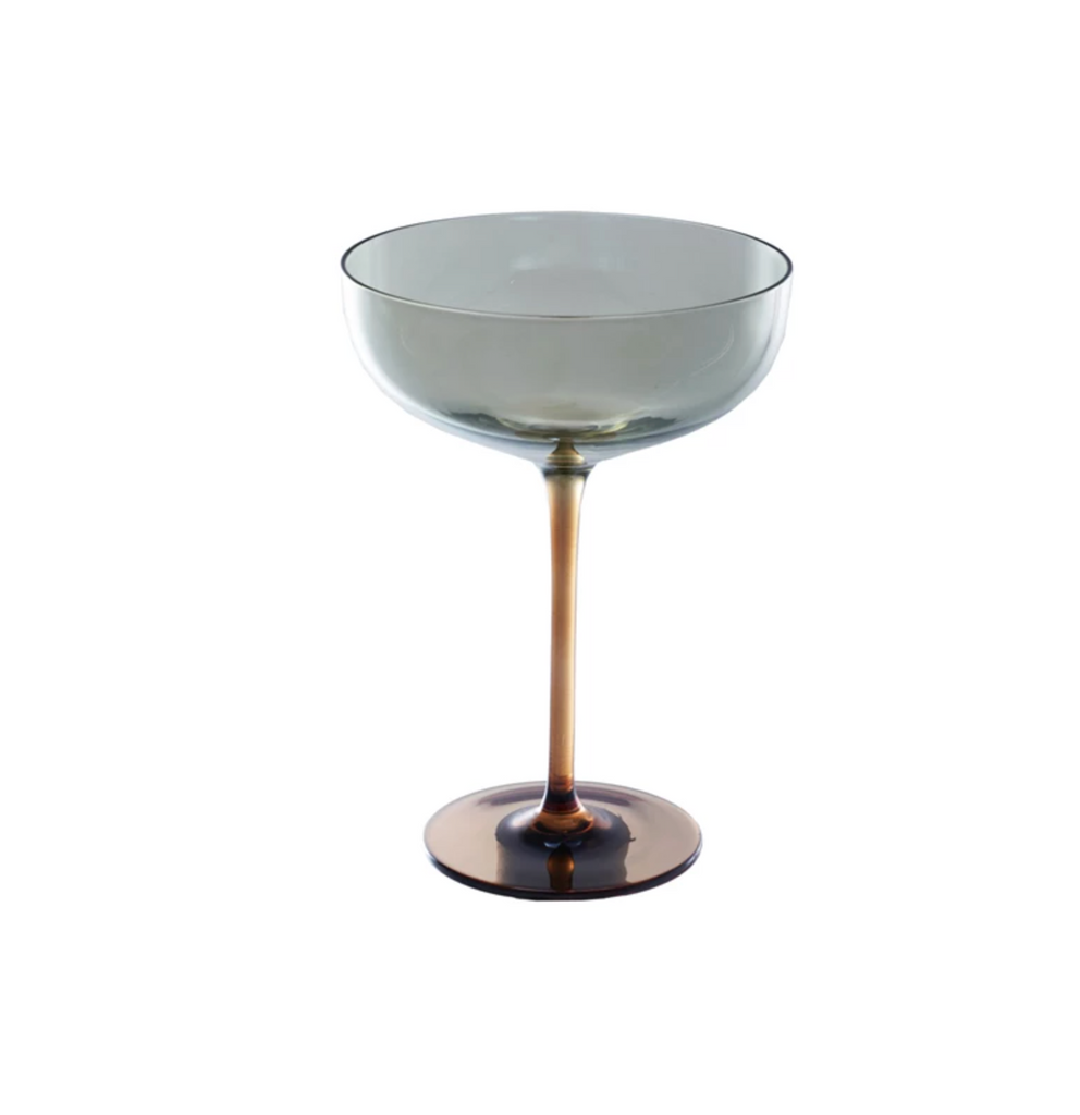 8 oz. Martini Glass, Iridescent Finish, Amber Color & Green