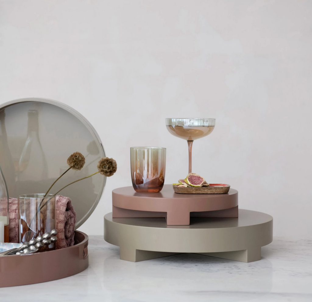 8 oz. Martini Glass, Iridescent Finish, Amber Color & Green