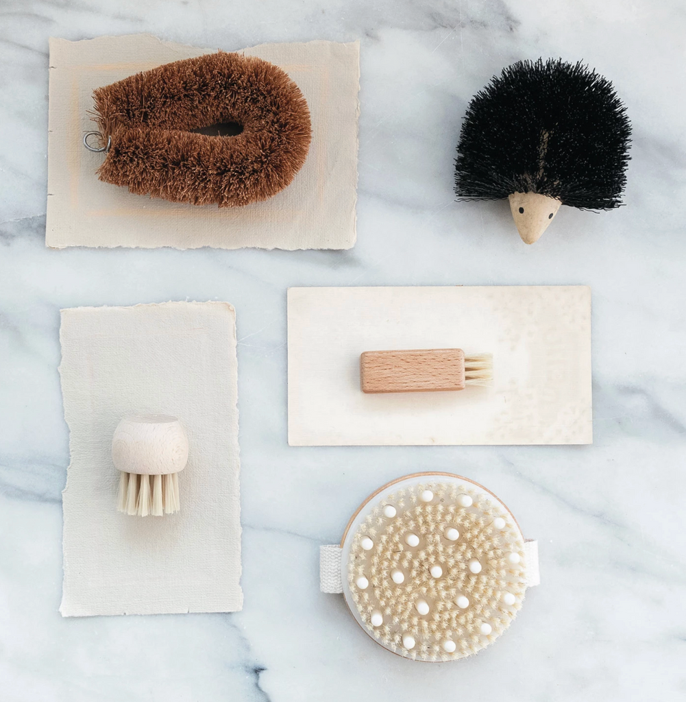 Wood & Plastic Hedgehog Shaped Brush, Black & Natural