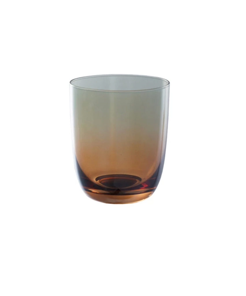 10 oz. Drinking Glass, Iridescent Finish, Amber Color & Green Ombre